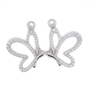 Custom jewelry, white diamond white gold butterfly jackets, llyn strong, Greenville, Sc