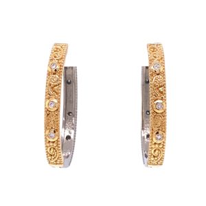 Custom Jewelry, 18k white and yellow gold llyn hoops, llyn strong, Greenville, south carolina