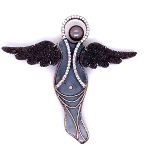 custom jewelry, gold, silver, quartz, pearl, angel, brooch, earring, llyn strong, greenville, south carolina